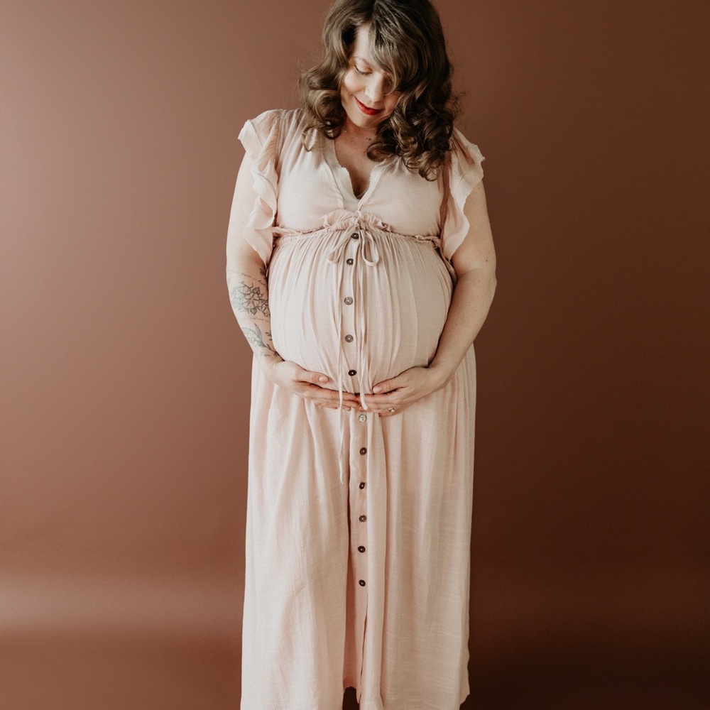 Elegant Pink Maternity Dress